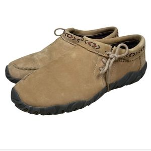 Teva embroidered  Moccasins 6892 tan suede Slip-on women's shoes sz 8 indigenous